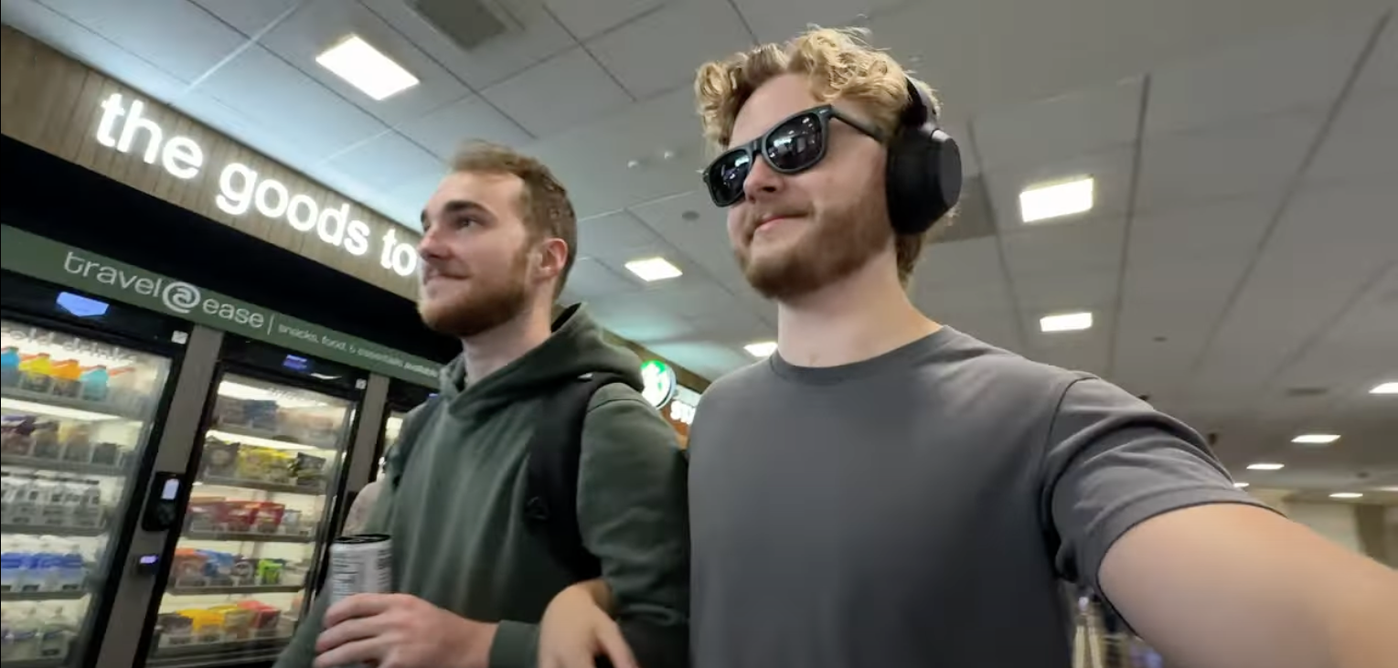 Luke in an airport